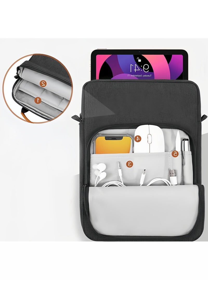 Nadrab 13-14.1 Inch Laptop Sleeve Bag, Internal 33x24.2x5cm, Fits MacBook Air 13.6" M5 2026 / MacBook Pro 14.2" M5 2026, iPad Pro 13" M5, Huawei MatePad Pro 13.2", Shockproof Carrying Case with Handle & Strap，black - Image 4